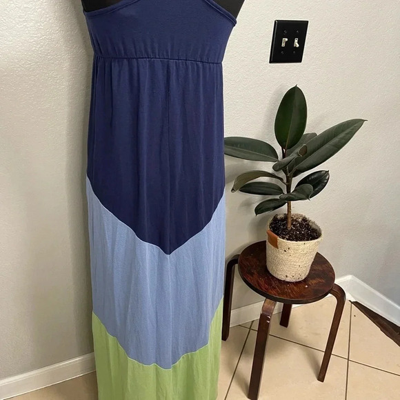 Mossimo Supply Co Women's Blue Green Colorblock Sleeveless Maxi Dress Size Small - Picture 4 of 6
